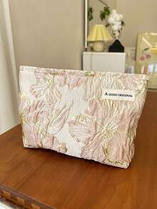 1 件化妆包、手拿包、化妆包、盥洗包、化妆袋、提花面料、花卉纹理、复古风格、优雅、大容量、轻便便携、通勤约会、礼物之选、适合返校、任何场合、时尚女性 - 彩色 - 查看 14