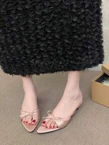 2025新款性感法式软底女式拖鞋，细跟户外穿着，夏季仙女风高跟凉鞋 - 粉色 - 查看 4