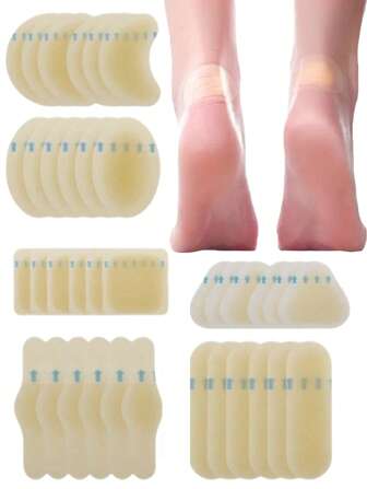 20個 透明ハイドロコロイド 防摩擦パッチ、特殊粘着性水疱パッド、厚め足指パッド、痛み緩和、フットケア、滑り止め、目立たない水疱パッド、防摩擦かかと保護、アウトドア、スポーツ、旅行、家庭、オフィス、学校で使用可能