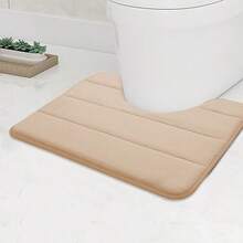 1件装浴室记忆棉方形浴垫，带U型马桶垫，超强吸水，防滑，速干，可机洗，加厚防褪色，柔软舒适，适用于浴室、卧室、房间装饰、浴室厨房装饰、厨房地毯 - 1pc橫條壓花 - 查看 7