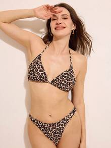 Costasola Leopard Print Bikini Set For Women: Sexy Two Pieces Bathing Suit With Triangle Top And High Cut Bottom - Multicolor - View 1