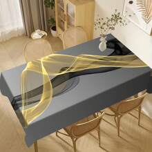 1 pieza Mantel de poliéster, diseño de patrón de pintura de nubes fluidas en color negro y dorado, mantel gris - perfecto para el hogar, la cocina, el restaurante, la fiesta, el festival, el regalo, la boda, la decoración de interiores y exteriores