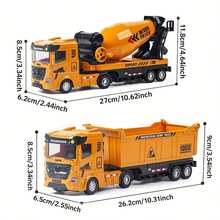 1 件儿童合金惯性救援车，男孩平板运输拖车，起重机起重卡车，工程车模型玩具，返校 - 彩色 - 查看 8