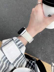 1条真皮表带，兼容，女士款，金色、黑色、银色可选，运动型，适用于38mm、40mm、41mm、42mm、44mm、45mm、46mm、49mm表盘，兼容 Ultra 10/9/8/7/6/5/4/3/2/1 SE系列 - 白色 - 查看 4