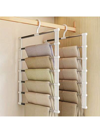 1pc Portable Multi-Function Hanger With Foldable Pants Rack, Stainless Steel Clip Hanger For Dresses, Pants, Shoes, Jeans, Boots, Skirts; Perfect Spring And Summer Wardrobe Organizer That Holds Tops, Bottoms And Accessories, Delivering A Space-Saving Closet Solution With Durable Construction, Lightweight Design, Easy Assembly, And Versatile Display For Everyday Fashion Moments