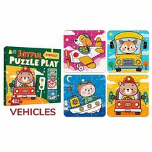 36 块/盒儿童拼图玩具,包含彩色卡通车辆、太空、恐龙、动物家族、圣诞节等多个主题,可培养专注力的早教玩具,儿童玩具,儿童派对礼物,教具,男孩游戏,女孩游戏,学校用品,儿童生日礼物,毕业礼物 - 彩色 - 查看 7