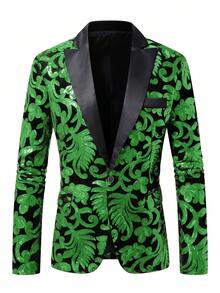 Men's Sequin Suit Jacket, Suitable For Stage Performance, Nightclub DJ - Green - View 1