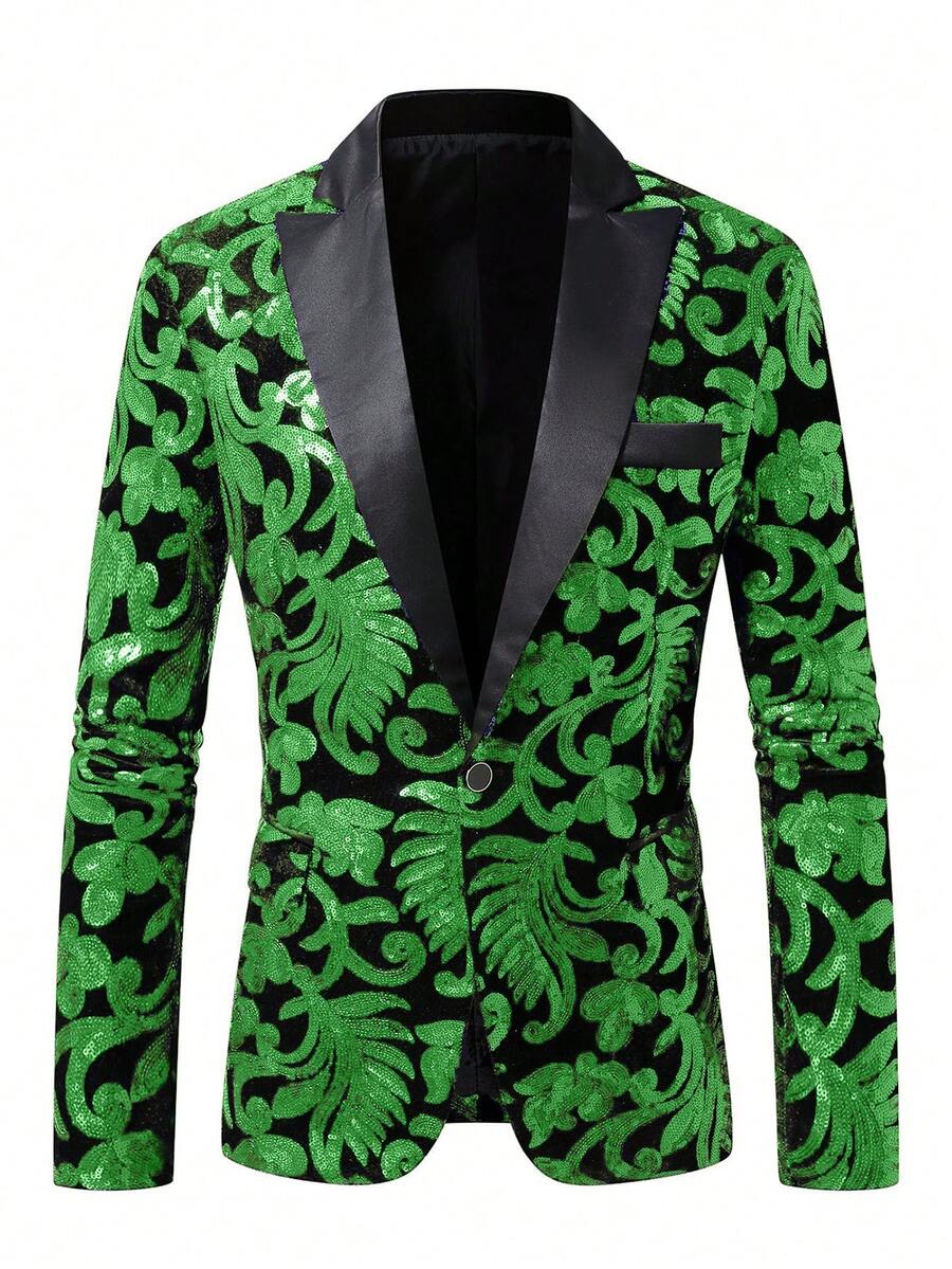 Men's Sequin Suit Jacket, Suitable For Stage Performance, Nightclub DJ - Green - View 1