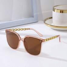 Big Frame Chain Leg Eyeglasses, Face-Slimming Driving UV Protection Eyeglasses