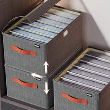 6 Grids With Washable Foldable PP Board Clothes And Trousers Storage Box - Caixa Com Tampa E 7 Compartimentos - View 4