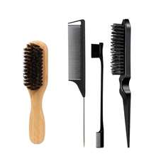 男士美发造型梳胡须刷套装（4件套），适用于边缘和后脑勺梳理、梳理、打造顺滑发型，是返校、旅行度假的必备佳品。这款梳子套装包含各种梳子，可用于理发、打造顺滑发型、卷发造型、解结、球形梳、迷你梳等，是圣诞节、美发、木质梳子、美发工具、发型设计、美发、梳子、梳子套装、卷发梳、解结梳等，也适用于女士。理发店必备，是美发用品的理想之选。 - 彩色 - 查看 13