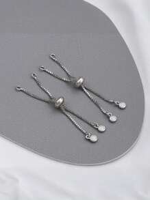1 Set Copper Inlaid Zirconia & Silicone Beads Adjustable Extender Chain, DIY Bracelet/Necklace Jewelry Making Supplies