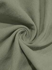 Men's Green Linen Blend Woven Loose Casual Pants With Pockets, Spring/Autumn/Summer, Fall