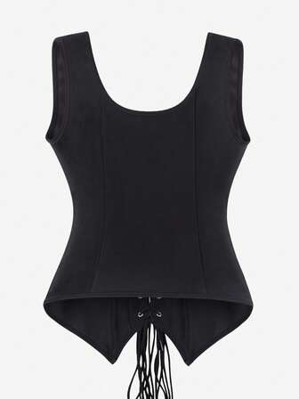 Korsetttopp, linne fram, snörning fram, breda axlar, shapewear-top för damer, kan bäras som ytterkläder, bodysuit, korsett, punkväst för bal, maskerad, cosplay-dräkt, halloween, midjetränare