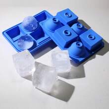1 pieza Molde de cubitos de hielo de silicona, artículos de cocina, utensilios de cocina, bandejas de cubitos de hielo, bandejas de cubitos de hielo de silicona fáciles de soltar y flexibles de 6 cubitos con tapa extraíble resistente a derrames, para congelador