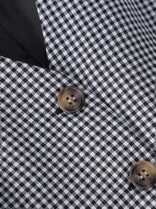 Women Plaid Woven Fabric Front Button Pocket Casual Jacket, Spring & Autumn - Black - View 5