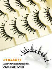 Asiteo 5 Pairs Cartoon Style False Eyelashes, Cosplay Dance Performance Natural 3D Faux Mink Eyelashes, Makeup False Lashes - 尖尾漫畫款 - 查看 3
