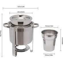 Commercial Food Warmers, 4.23 QT Soup Warmers, Stainless Steel Insert Pot With Electric Heating Plate - Large Soup Chafer With Pot Lid And Frame - Silver - View 4