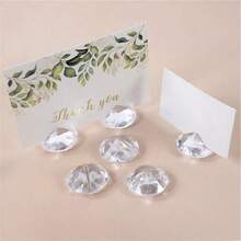 5Pcs Imitation Crystal Rhinestone Card Holder Table Number Name Seating Labels Placecard Clips Photo Picture Cards Display Stand - Clear - View 2
