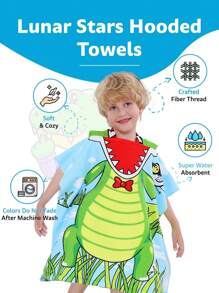 1 pezzo Poncho con cappuccio stampato con coccodrillo cartoni animati in fibra ultra morbida, telo da spiaggia per bambini, accappatoio assorbente e caldo, multiuso per nuoto, spiaggia, bagno