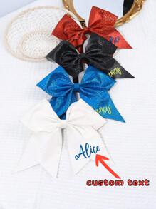 1PC Customized Text Name Glitter Cheer Bow Print Hair Bow Hair Clip For Cheerleading Girls Baby Shower Family Decorations Gifts Winter Eve Gifts Back To School Winter Gift Ideas Boy Girl Valentine's Day,Multi-Functional,Ornamental,Letter,Stylish,Modern,Colorful,Cute,Adorable,Casual,Custom,Personalised,Unique,Customized,Ideal Gifts For Him,Ideal Gifts For Her