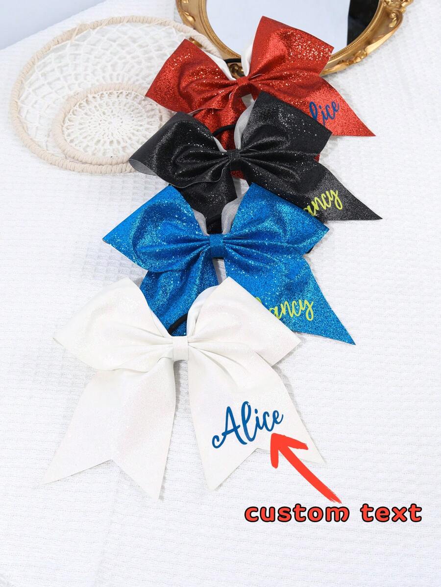 1PC Customized Text Name Glitter Cheer Bow Print Hair Bow Hair Clip For Cheerleading Girls Baby Shower Family Decorations Gifts Winter Eve Gifts Back To School Winter Gift Ideas Boy Girl Valentine's Day,Multi-Functional,Ornamental,Letter,Stylish,Modern,Colorful,Cute,Adorable,Casual,Custom,Personalised,Unique,Customized,Ideal Gifts For Him,Ideal Gifts For Her