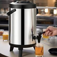 1 Pc Stainless Steel Beverage Dispenser, Multi-Purpose Ice Bucket Outdoor Sprayer, Large Capacity Layered Lid Design, Collapsible Bottom Commercial Insulated Drink Server With Handle, For Adding Ice And Hot Water, Suitable For Party Beer & Juice Storage - Black - View 7