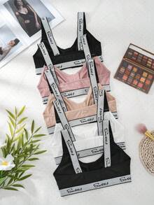 5件套女士前扣条纹无钢圈性感文胸套装 - 彩色 - 查看 9