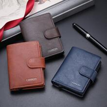 1 pieza Billetera de botón a presión llana para hombre, Portador de tarjetas de aluminio multifuncional con expulsión automática, gran capacidad de tarjetas