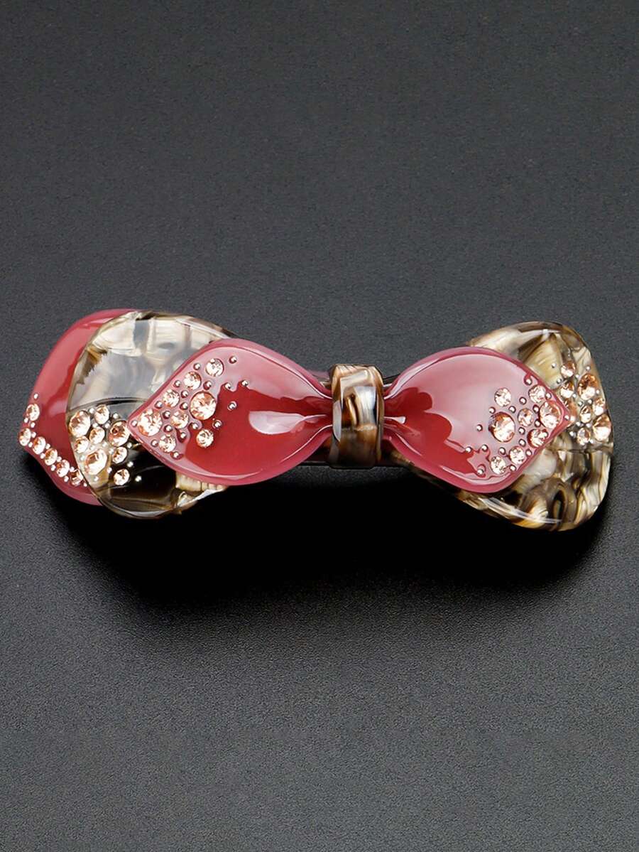 1 件时尚花卉亚克力水钻弹簧夹发饰