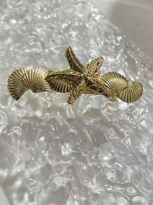 Metal Ocean Series Starfish Shell Clip, Simple Versatile Hair Accessory For Ponytails & Updos,Hair Clips,Hair Barrettes Claw Clips