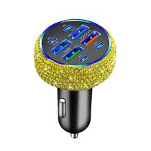 1 pièce Chargeur de voiture 2-en-1/8-en-1 avec strass, câble de charge 3-en-1 avec strass, charge rapide, Type C, USB, adaptateur de voiture, compatible avec Apple, téléphone, caméra de tableau de bord, iPad, GPS, cadeau pour les vacances/anniversaire
