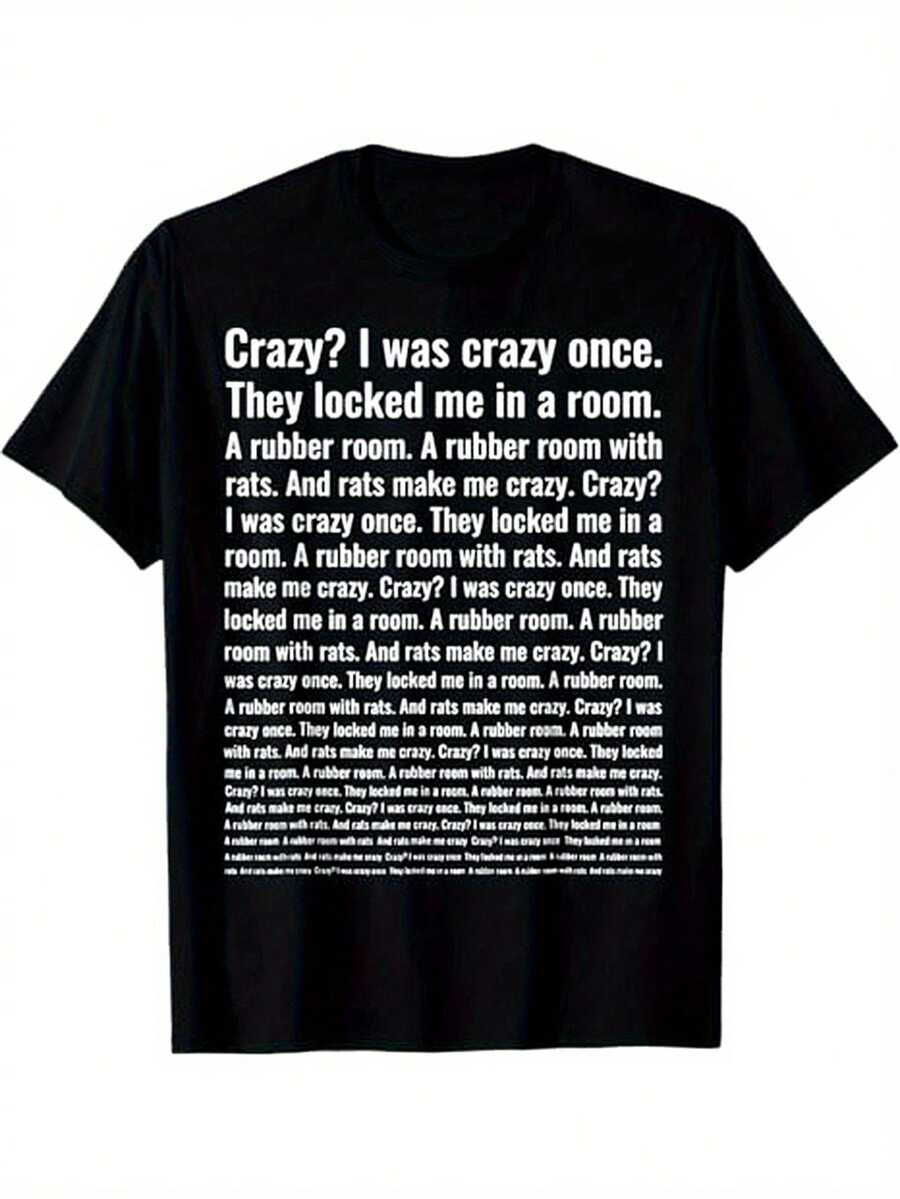 [ Funny Meme T-Shirt] Crazy? I Was Crazy Once. Funny Trending Meme T-Shirt, , Gift For Men Women Dad Mom Friends, S-Xxxl, Black - 黑色 - 查看 1