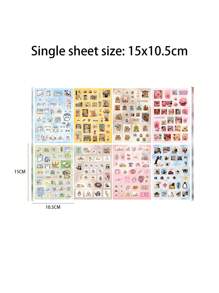 16/8pcs/Pack Sticker Pack, Happy Imagination Series With Ins Style Small Animal, Food, Beverage And Dessert Themes, Made Of Waterproof PET Material, Easy To Cut And Paste, Decoration For Notebook, Photo Frame, Phone Case, Cup, Trash, Magazine, Stationery Box, DIY Personalization, Back To School