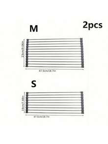 1 pieza Escurridor de cocina multifuncional S/M/L multicolor, con tapete de secado, estante con rodillos antideslizantes, escurridor plegable para fregadero, almacenamiento conveniente, apto para cocina, comedor, acero inoxidable - Multicolor - Ver 8