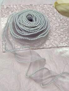 1 Roll 4cm * 10yd Fishtail Yarn Ribbon Wavy Edge Pleated Chiffon Ribbon Gift Wrap Wedding Birthday Party Flowers DIY Decoration - Pearl Chiffon Ribbon - View 18