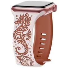 Pulseira com estampa fofa gravada compatível com pulseiras de para mulheres de 38 mm, 40 mm, 41 mm, 42 mm, 44 mm, 45 mm, 46 mm e 49 mm, pulseira de substituição esportiva macia e respirável para I Watch SE Series 10, 9, 8, 7, 6, 5, 4, 3, 2, 1