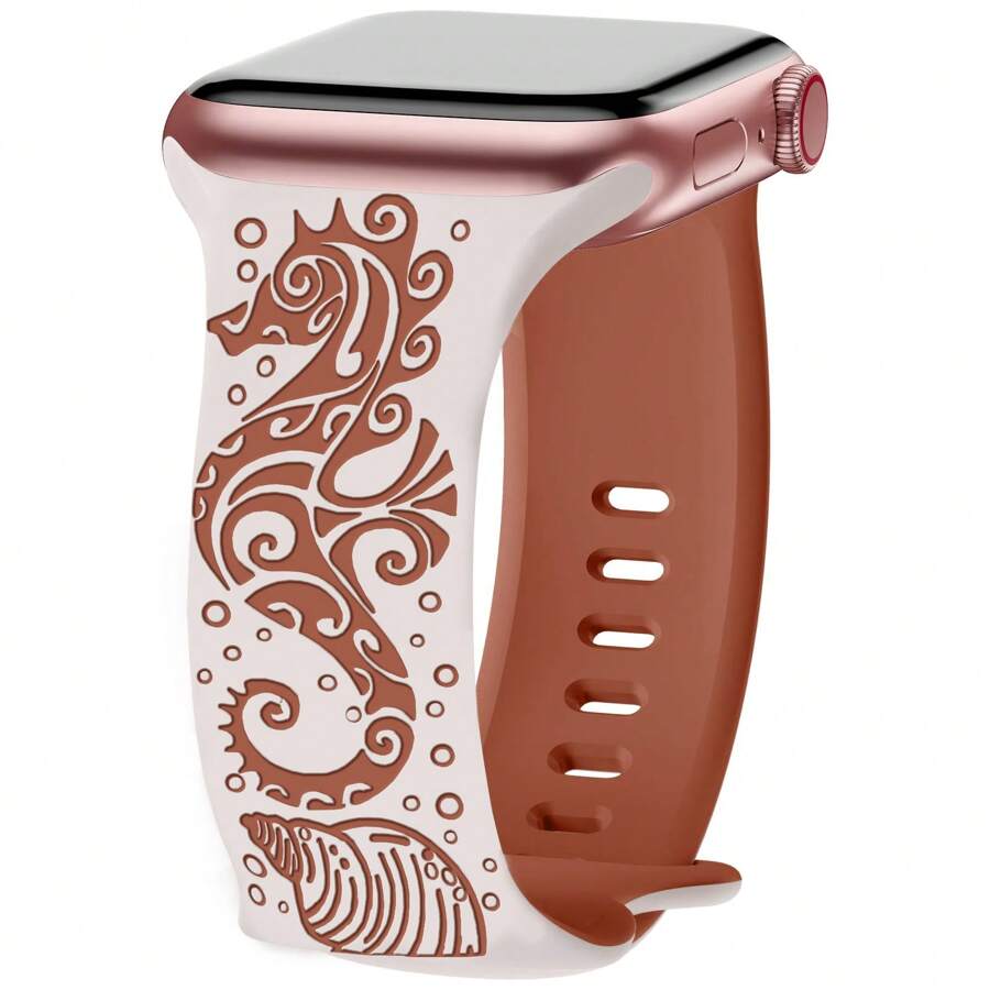 Pulseira com estampa fofa gravada compatível com pulseiras de para mulheres de 38 mm, 40 mm, 41 mm, 42 mm, 44 mm, 45 mm, 46 mm e 49 mm, pulseira de substituição esportiva macia e respirável para I Watch SE Series 10, 9, 8, 7, 6, 5, 4, 3, 2, 1