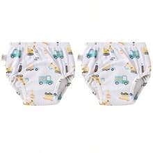 4 pièces Culottes de propreté pour garçons et filles, sous-vêtements d'entraînement conçus, couches d'apprentissage en tissu pour bébé, couches lavables et réutilisables, couches à poche respirantes et imperméables, en matière de polyester, convient aux bébés garçons et filles - Conception d'impression creuse