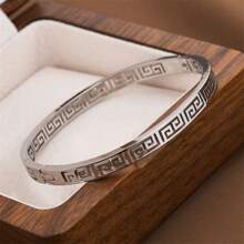 Greek Key Meander Bracelet Silver Anniversary GIFT For Wife Women Friend Mother Girlfriend Fiance Graduation Eternity Bangle Present For Her HANDMADE 12mm Gold Silver Greek Key Pattern Jewelry