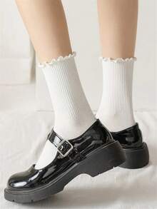 6双装 女童泡泡袜口透气舒适中筒袜 - 白色 - 查看 9