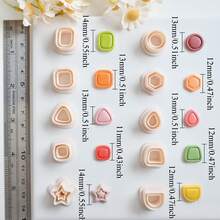 5/10pcs Elegant Mini Geometric Polymer Clay Cutters Set For Earrings & Jewelry Making, Mini Border Frame Embossed Clay Cutter For DIY Pendant & Necklace Handmade, Rectangle Square Triangle Hexagon Star Circle With Lines Polymer Clay Crafting Tools - Geometric - View 5