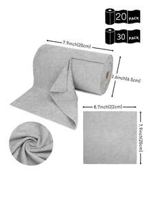 30/20 包可重复使用清洁抹布，超细纤维撕拉式抹布卷，洗碗布，灰色，厨房、浴室、家居、家居用品