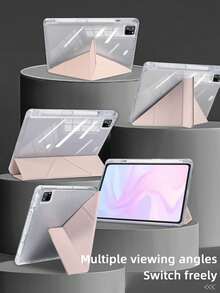 1个透明亚克力Y型折叠平板保护套，粉色，可定制文字，适用于iPad Mini 6/Mini 7/9.7/10.2/10.5/Air 4/Air 5/第十代/10.9/Pro 11英寸/Air 11 (M2) 2024/Pro 11 (M4) 2024/iPad Air 11英寸 (M3) 2025/iPad (A16) 11英寸第十一代 2025款。产品不包含触控笔。部分型号配有镜头框、多折叠多角度支架、内置触控笔插槽、高透明防刮防弯折亚克力后盖、磁吸式自动休眠/唤醒、智能省电，简约/休闲/个性化设计。 - 粉色 - 查看 5