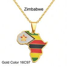 1 pieza Collares colgante de mapa de África Hip-Hop de 3CM, joyería de acero inoxidable de Argelia, Marruecos, Egipto, Túnez y - Multicolor - Ver 17