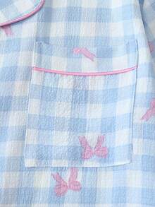 2Pcs Pajama Set For Women - Short Sleeve Top & Shorts | Comfy Lounge Set For Women - Baby Blue - View 5