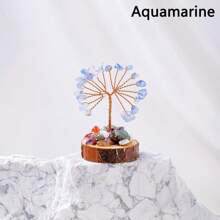 1PC Mini Natural Gemstone Chakra Lucky Tree With Wood Base | Home Office Desk Living Room Crystal Decor