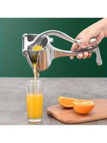 1pc Stainless Steel Handheld Citrus Juicer, Lemon Squeezer, Manual Juice Extractor, Suitable For Lemon, Kitchen & Living Room, With Wrist Guard - Silver - View 2