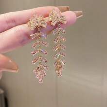 Zirconia Butterfly Waterdrop Earrings, French Style Fashion Ear Studs