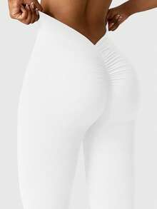 Speed mate Women's Street Style Blockcore Sports Yoga Flared Pants - White - View 5